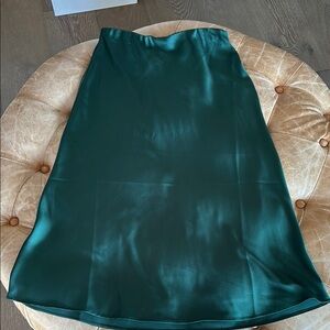 NWT The Drop Elegant Green Women's Satin Skirt Size S